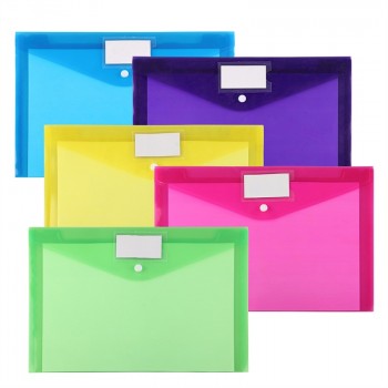 Clear Document Folder, Sooez 10-Pack US Letter /A4 Size Colorful Transparent Plastic Envelopes with Snap Button for School, Home, Work, Office Organization